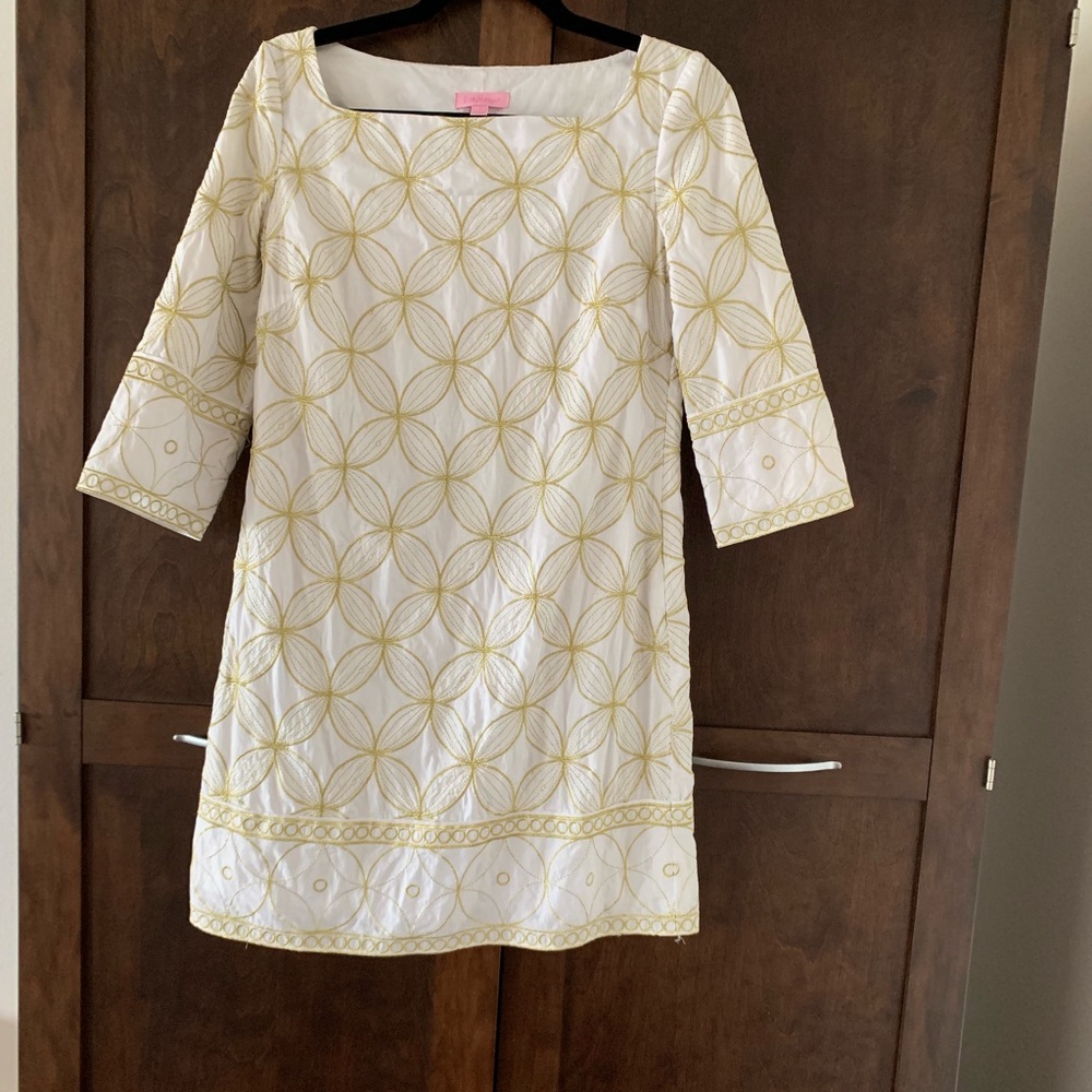 Lilly Pulitzer Resort White Gold Embroidery Dress